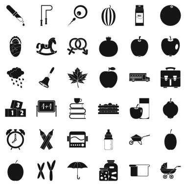 Okul Icons set, basit tarzı