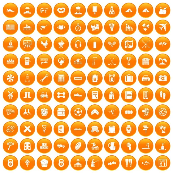 100 значков активности задают оранжевый — стоковый вектор