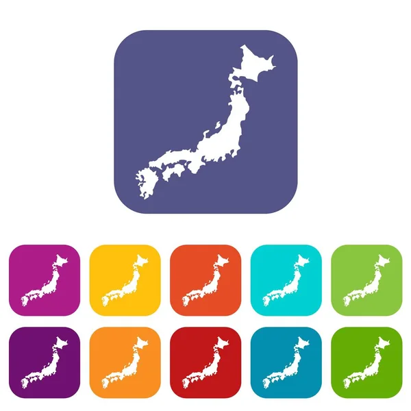 La mappa di Giappone set di icone — Vettoriale Stock
