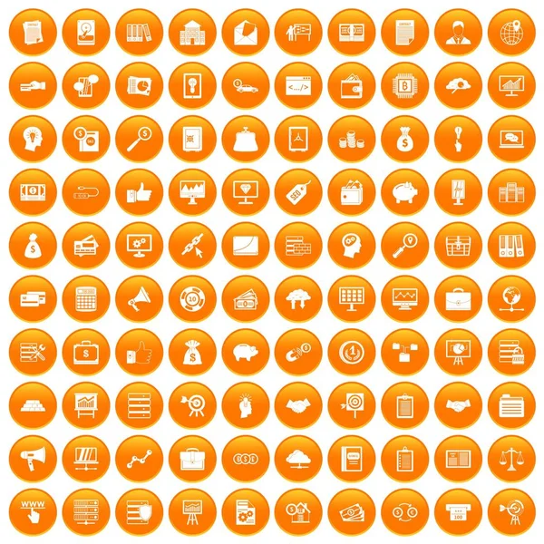 100 iconos de proceso de negocio set naranja — Vector de stock