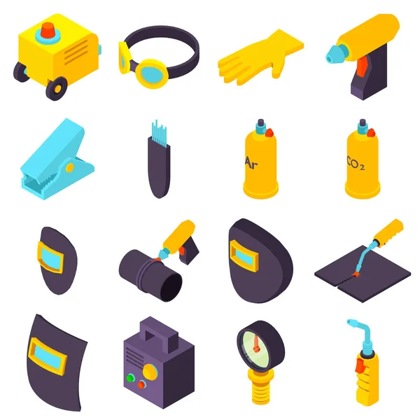 Conjunto de iconos de herramientas de soldadura, estilo isométrico — Vector de stock