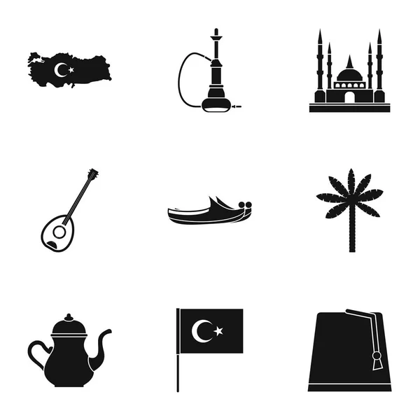 Conjunto de iconos de cosas de Turquía, estilo simple — Vector de stock