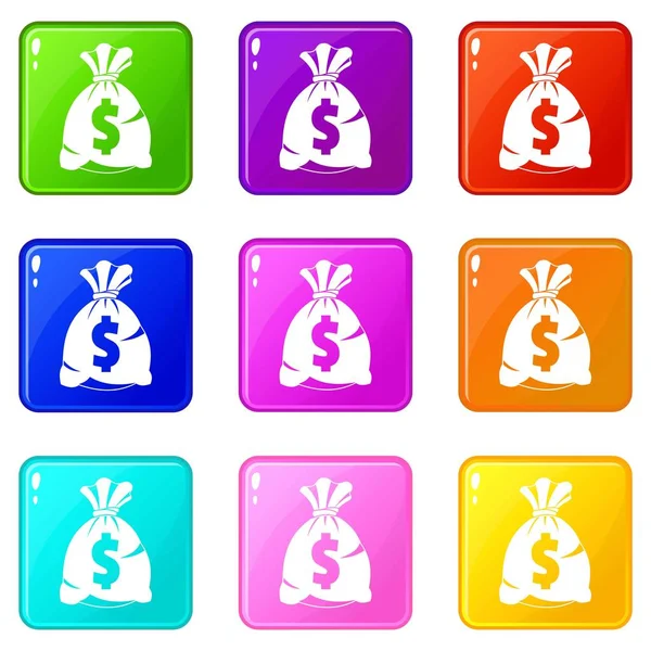 Money bag with US dollar sign set 9 — Stock Vector