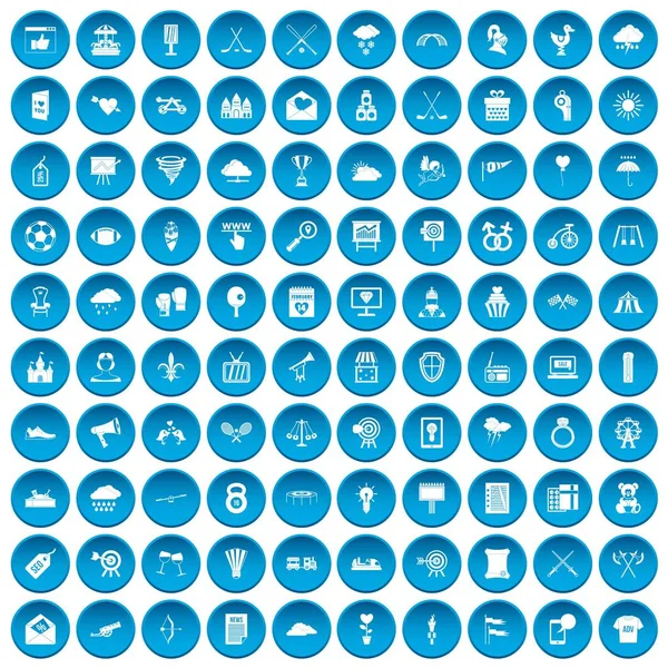 100 strzałek ikony zestaw niebieski — Wektor stockowy