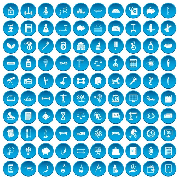 100 iconos de equilibrio conjunto azul — Vector de stock