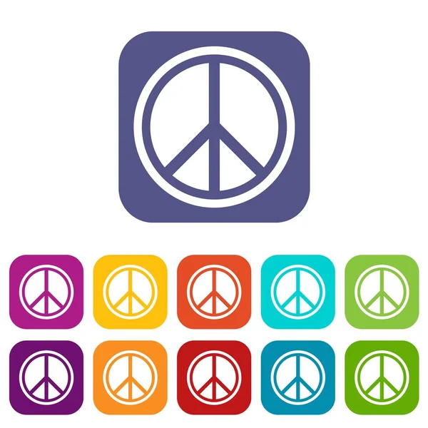 Sign hippie peace icons set — Stock Vector