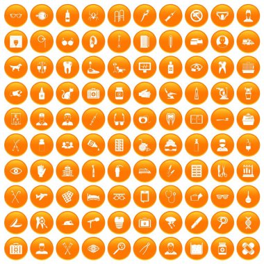Turuncu 100 bakım Icons set