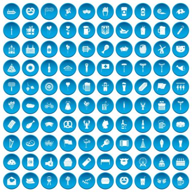 100 bira partisi simgeleri mavi ayarla