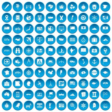 100 haritacılık simgeleri mavi ayarla