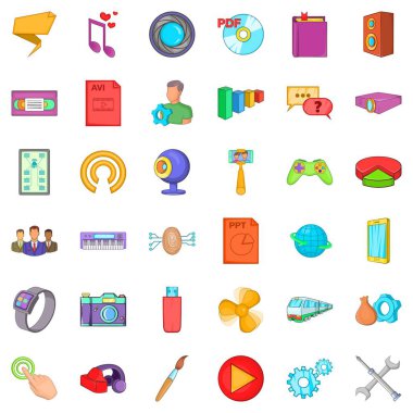 Kullanma için hareket eden Icons set, karikatür tarzı