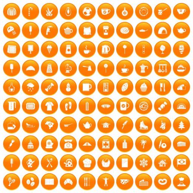 Turuncu 100 kahve Icons set