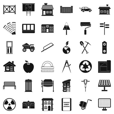 Mimari donanım simgeleri ayarlayın. 36 mimari donanım vektör simgeleri beyaz arka plan üzerinde izole web için basit tarzı