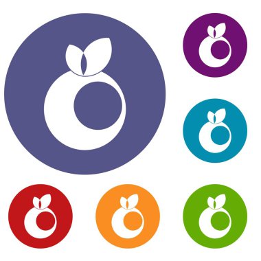 Yuvarlak apple ile yaprakları Icons set