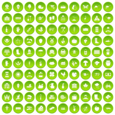 yeşil 100 çiftlik Icons set
