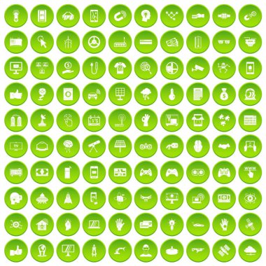 yeşil 100 yüksek teknoloji Icons set