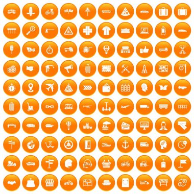 Turuncu 100 teslim Icons set
