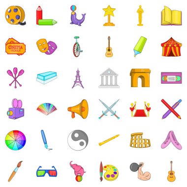 Sinematografi Icons set, karikatür tarzı