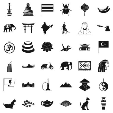 Asya insanlar Icons set, basit tarzı