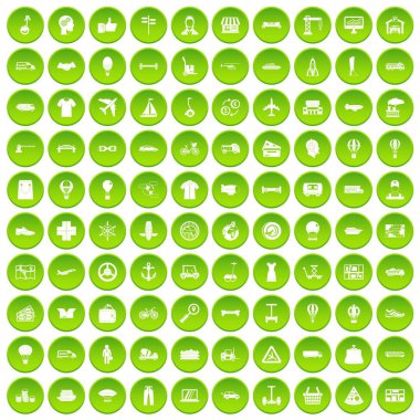 yeşil 100 lojistik Icons set