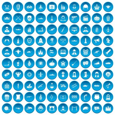 100 film simgeleri mavi ayarla