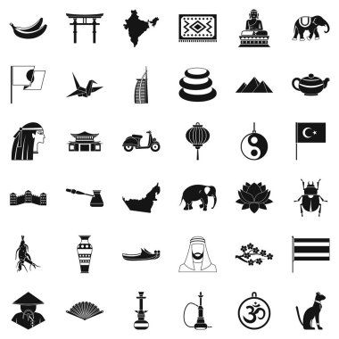 Asya gezisi Icons set, basit tarzı