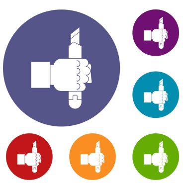 El hoding inşaat yardımcı programı bıçak Icons set