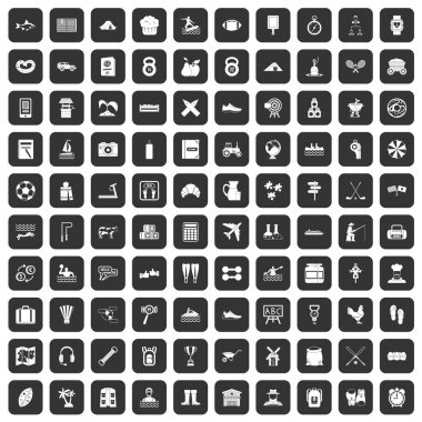 100 faaliyet simgeleri siyah ayarla