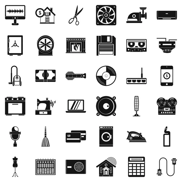 Ensemble d'icônes de ménage, style simple — Image vectorielle