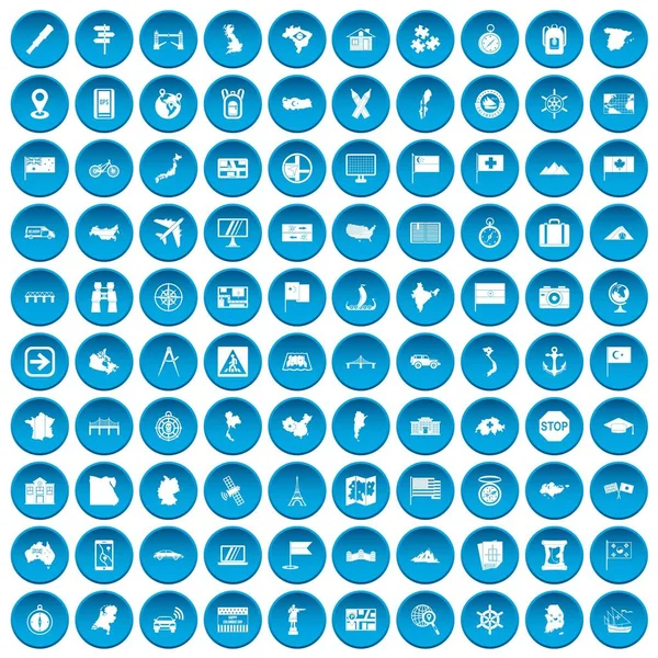 100 haritacılık simgeleri mavi ayarla