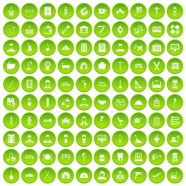 100 ikon craft sada zelená — Stockový vektor
