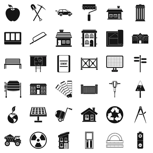 Conjunto de iconos de arquitectura, estilo simple — Archivo Imágenes Vectoriales