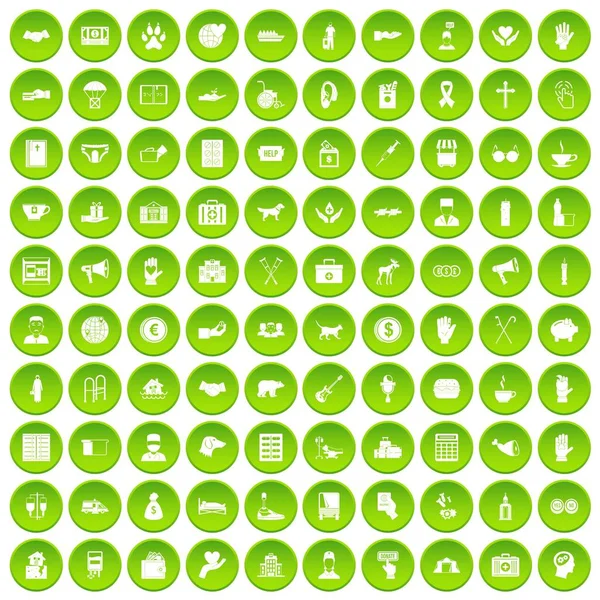 100 daru ikony set zelený — Stockový vektor