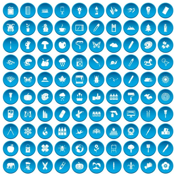 100 eco design ikony zestaw niebieski — Wektor stockowy