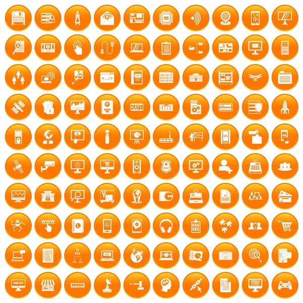 Turuncu 100 veritabanı Icons set — Stok Vektör