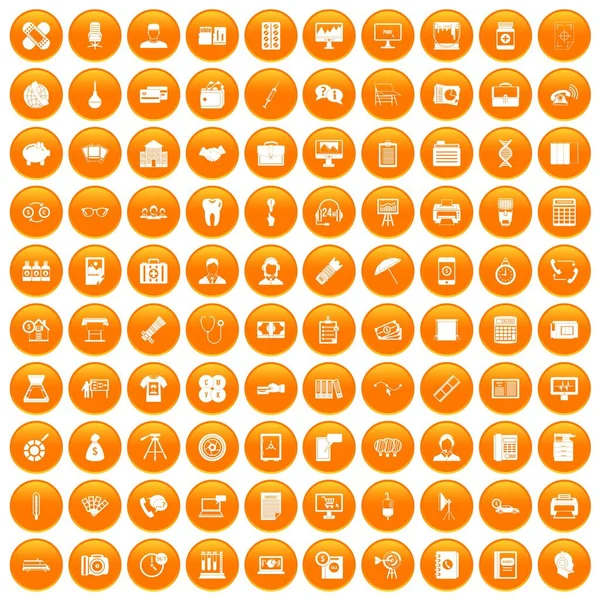 100 iconos departamentales naranja — Vector de stock