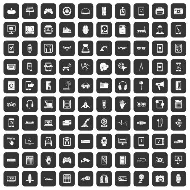 siyah 100 ayarlama Icons set