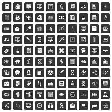 siyah 100 analytics Icons set