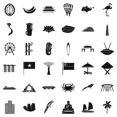 Singapur Icons set, basit tarzı
