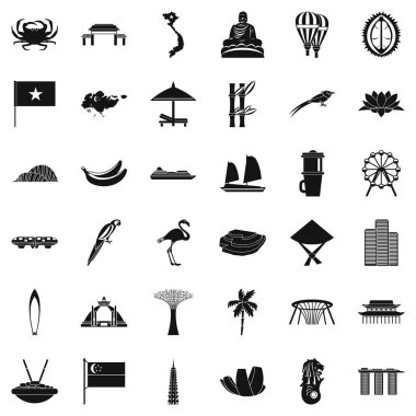 Asya ülkesi Icons set, basit tarzı