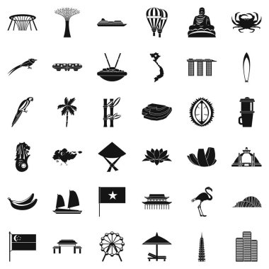 Asya Simgesel Yapı Icons set, basit tarzı