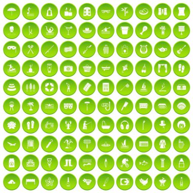 yeşil 100 rekreasyon Icons set
