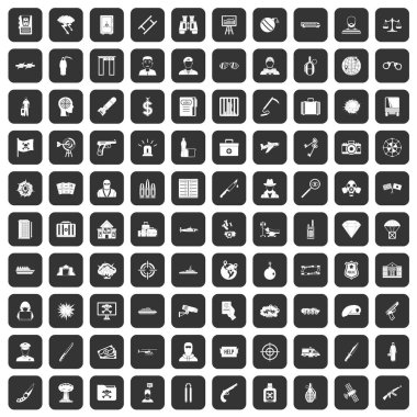 siyah 100 terörle mücadele Icons set