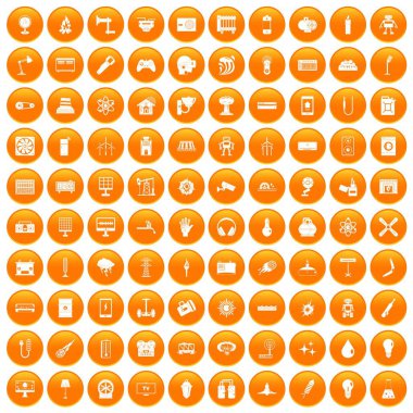 Turuncu 100 enerji Icons set