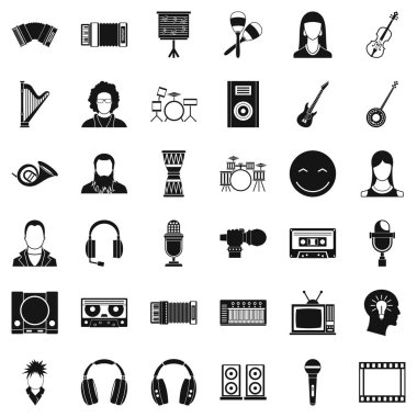 Müzisyen Icons set, basit tarzı