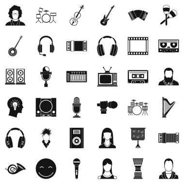 Müzik aleti Icons set, basit tarzı