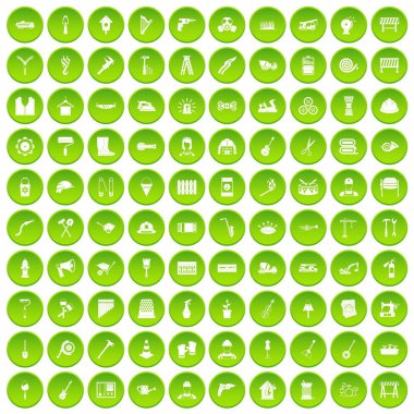 yeşil 100 araçları Icons set