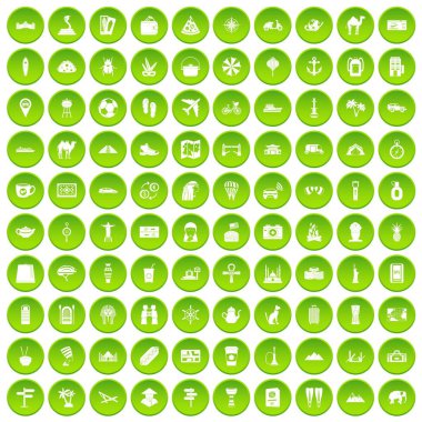 yeşil 100 Turizm Icons set
