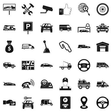 Otomobil Icons set, basit tarzı