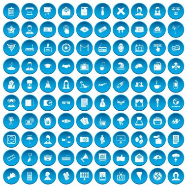 100 gazeteci simgeleri mavi ayarla