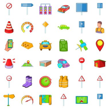 Ulaşım Icons set, karikatür tarzı